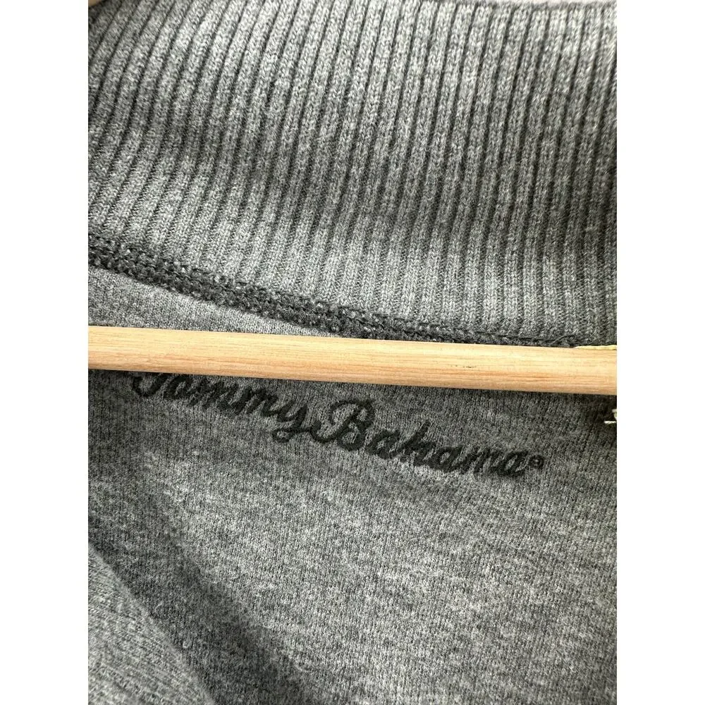 Tommy Bahama Gray Pullover Quarter Zip‎ Sweater Men Size XL Collar Cotton
